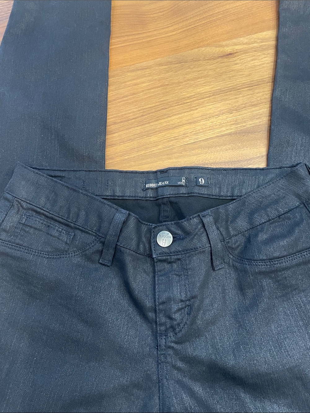 Hidden Jeans Black Coated Skinny Jeans - Size 9